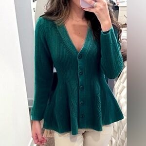 Anthropologie Maeve Turquoise Hourglass Cardigan Sweater Sz S NWT